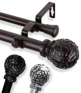 Davor 1" Double Curtain Rod, Black, 120-170"