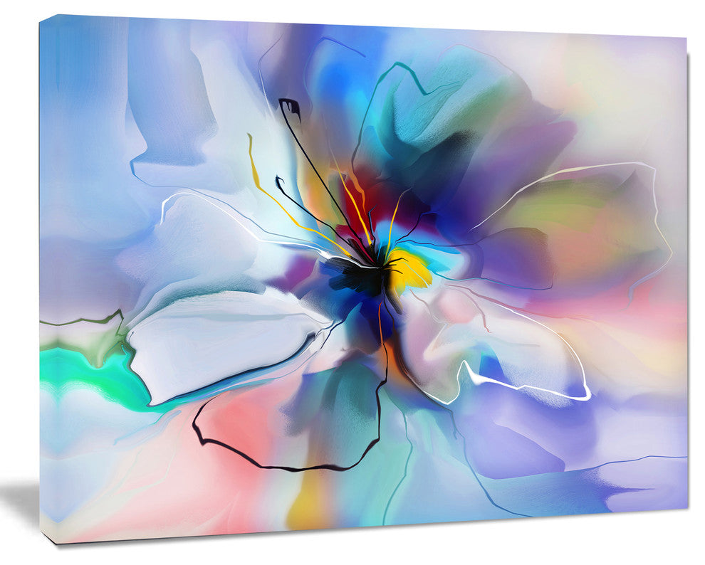 Abstract Creative Blue Flower, Extra Large Floral Wall Art, 20"x12"