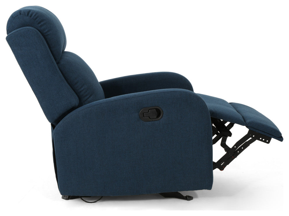 GDF Studio Ava Fabric Rocking Recliner, Navy Blue/Black