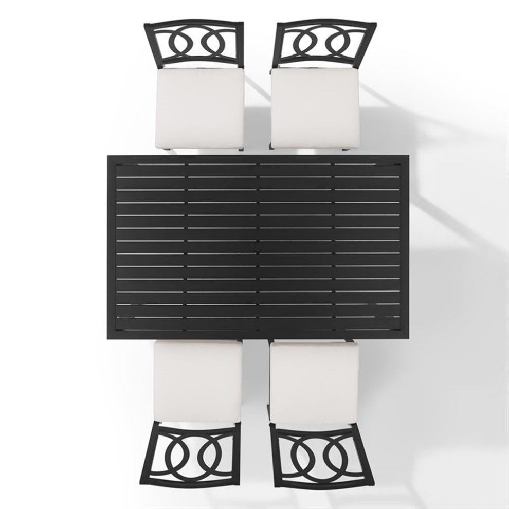 Crosley Furniture Chambers 5-Piece Steel Metal Outdoor Dining Set in Cream/Black