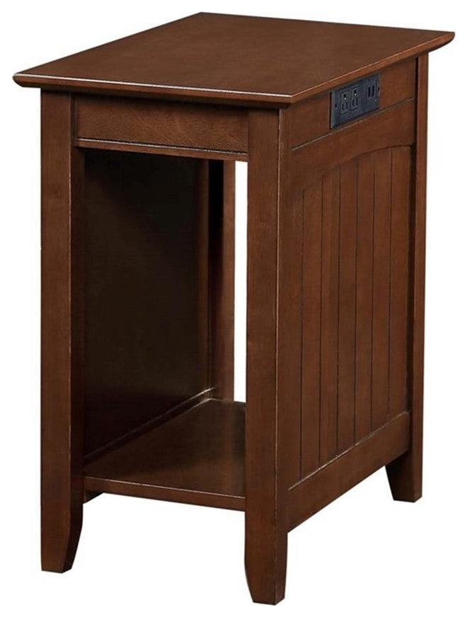 Convenience Concepts Edison End Table with Charging Station Espresso Wood Finish