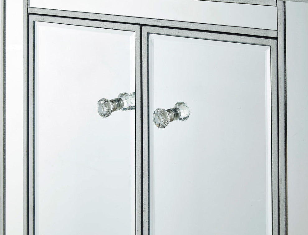 Nightstand 2 Doors 24" W X 16" D X 26" H, Antique Silver Paint