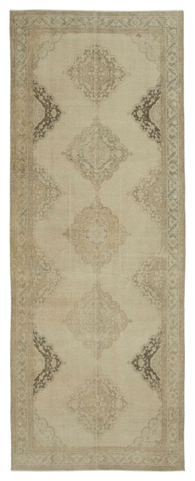 Rug N Carpet - Hand-knotted Turkish 4' 7" x 12' 2" Vintage Runner Rug