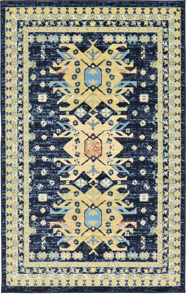 Unique Loom Navy Blue Oasis Taftan 5' 0 x 8' 0 Area Rug