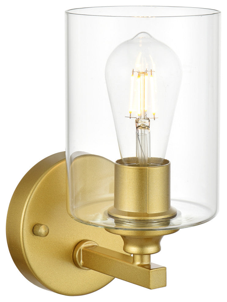 1 Light Brass And Clear Bath Sconce
