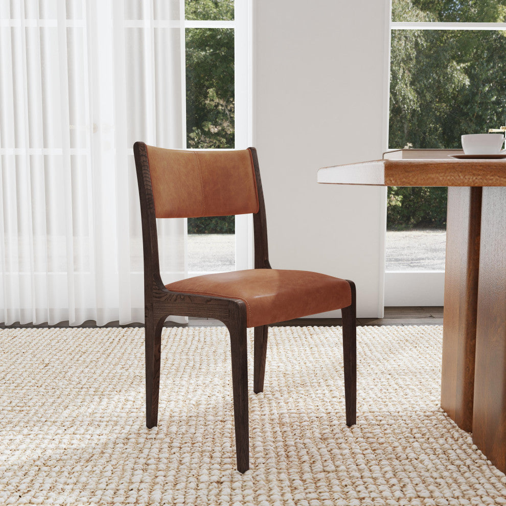 Kosas Home Wayne Top Grain Leather Autumn Brown Dining Chair