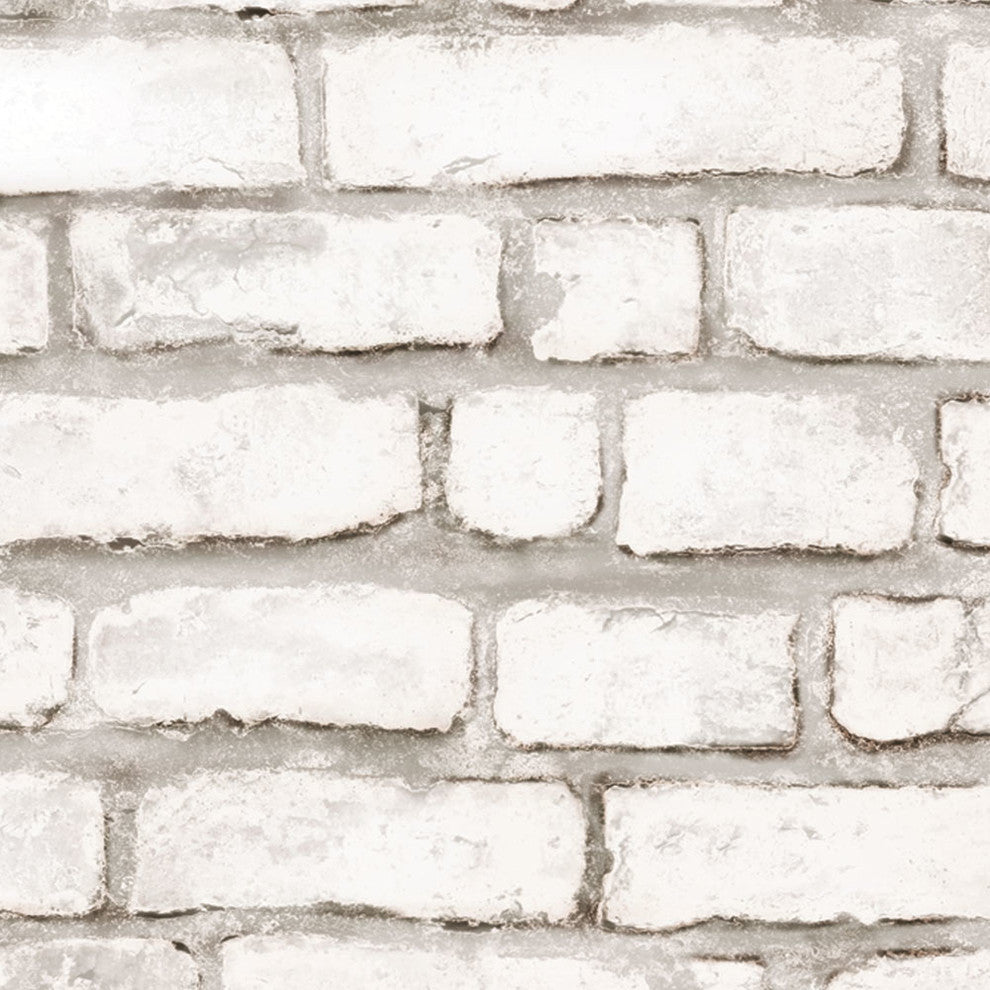 Brick Peel and Stick Vinyl Wallpaper, White, 24"w X 60"h