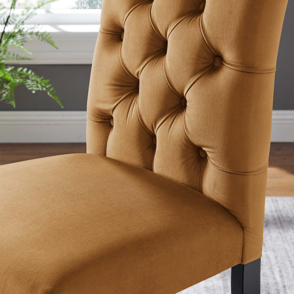Side Dining Chair, Set of 2, Brown, Velvet, Modern, Cafe Bistro Hospitality