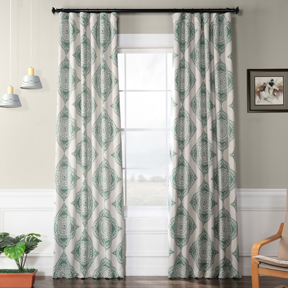 Henna Clover Blackout Room Darkening Curtain, Set of 2, Clover, 50"x108"