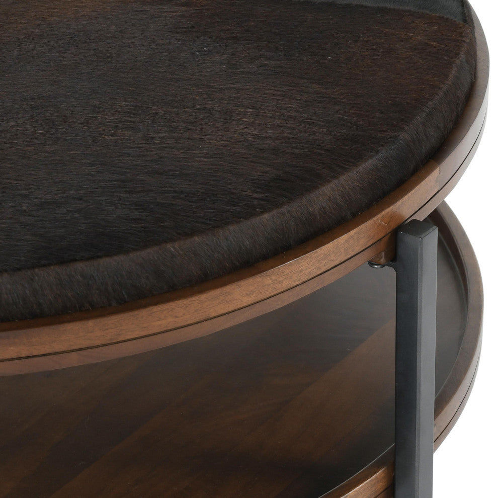 Hunt 38" Mango Wood Cocktail Coffee Table, Brown by Kosas Home