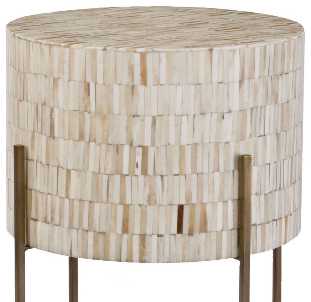 Bone Drum Table, Antique Brass