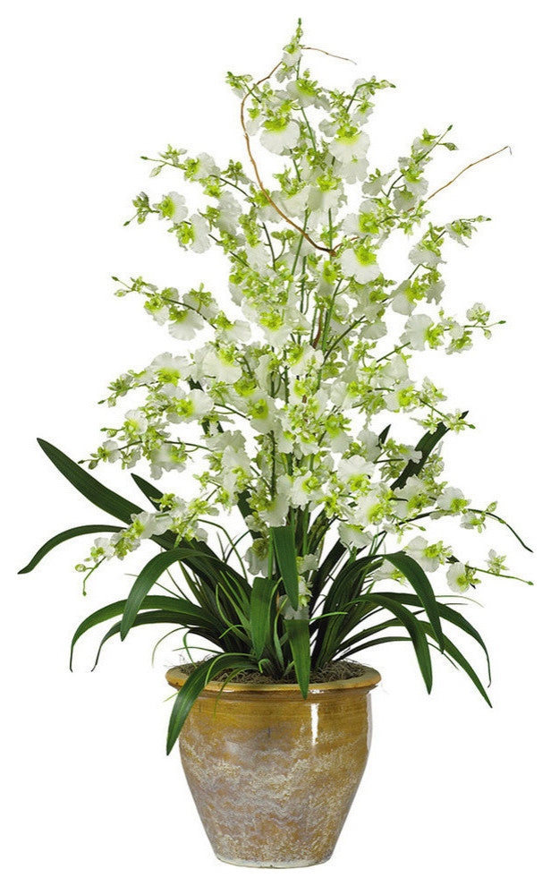 Triple Dancing Lady Silk Flower Arrangement, Green