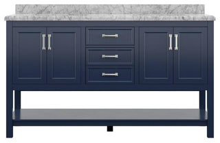 Affinity Bathroom Vanity With Carrara Marble Countertop, Blue, 61 in
