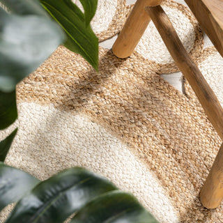 Skye Two-Tone Jute Circle Border Round Area Rug, 5' Round