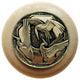 Crane Dance Wood Knob, Antique Brass, Natural Wood Finish, Brite Brass