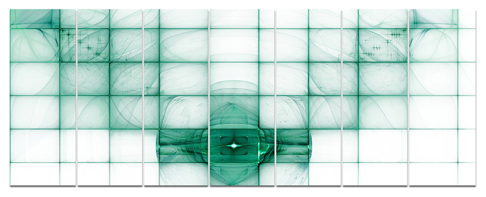 Light Blue Bat on Radar Screen, Abstract Canvas Art Print, 83"x32", 7 Panels