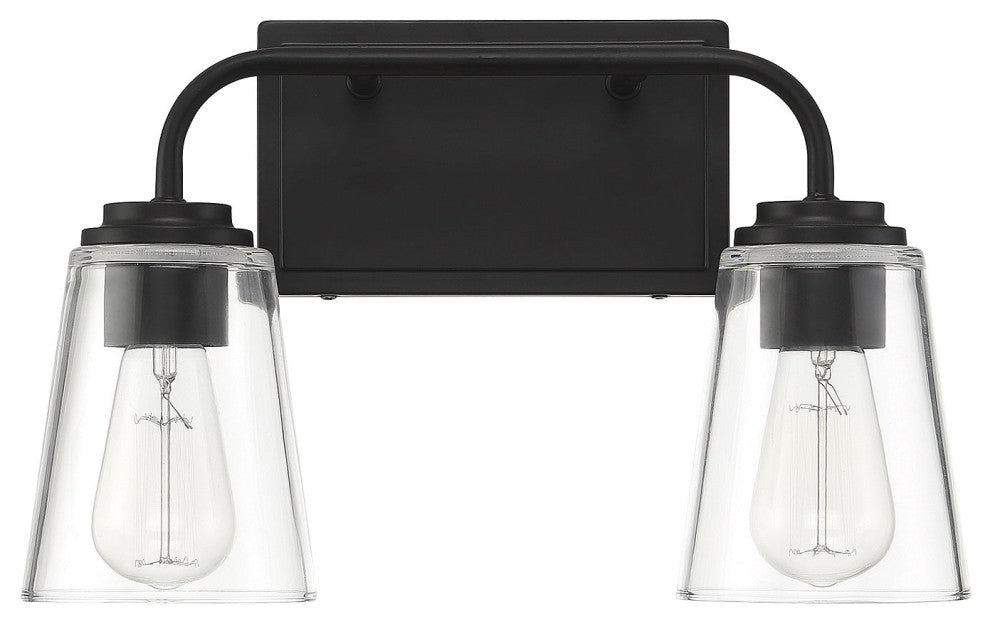 2-Light Bathroom Vanity Light, Matte Black