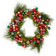 20" Artificial Needles Multicolor Shatterproof Plastic Balls Christmas Wreath