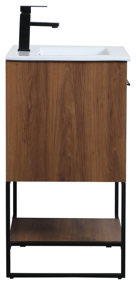 24" Single Bathroom Vanity, Walnut Brown