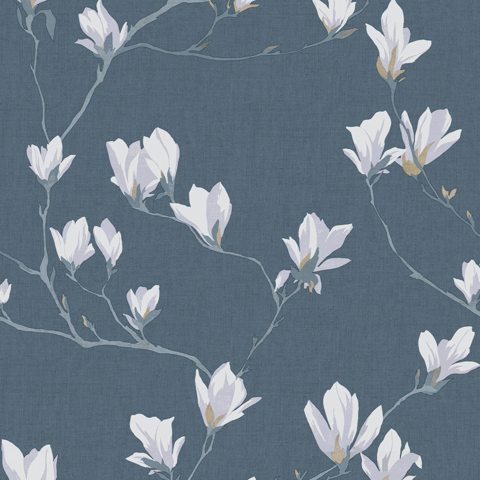 Laura Ashley Magnolia Grove Wallpaper, Dusky Seaspray