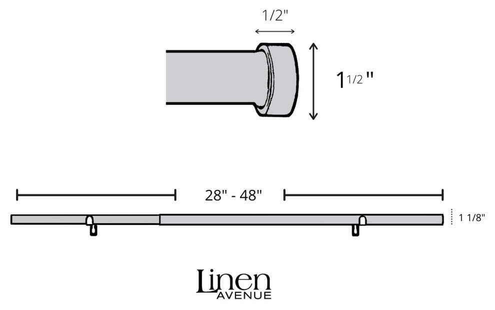 Linen Avenue End Cap Single Curtain Rod Set,28 to 48-Inch,Brushed Nickel