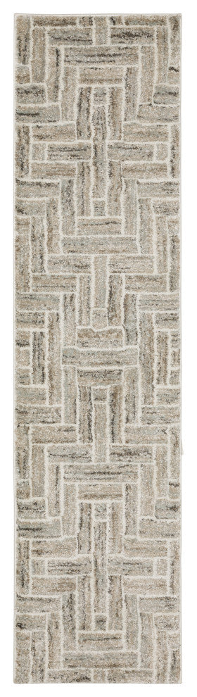 Canton Herringbone Ivory/Beige Indoor Area Rug, 1'10"x7'6"