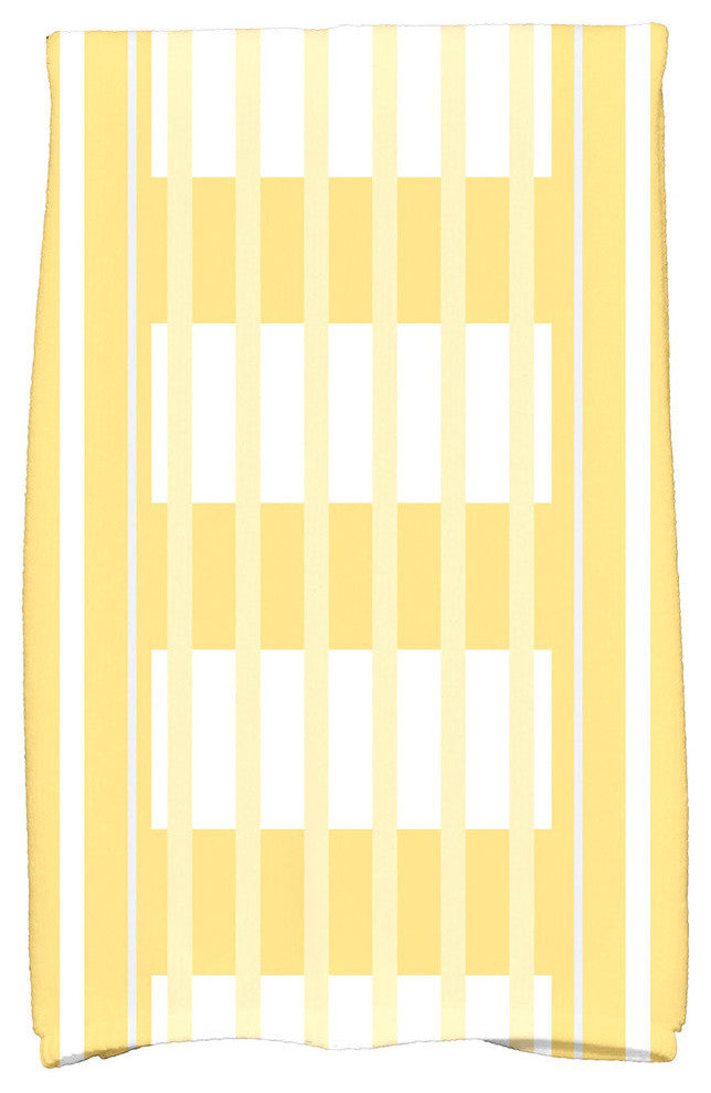 18"x30" Beach Blanket, Stripe Print Hand Towel, Yellow
