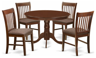 5 Pc Set With A Kitchen Table And 4 Dinette Chairs In Mahogany