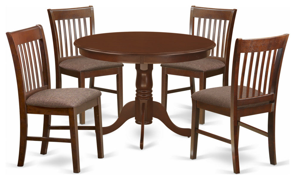 5 Pc Set With A Kitchen Table And 4 Dinette Chairs In Mahogany