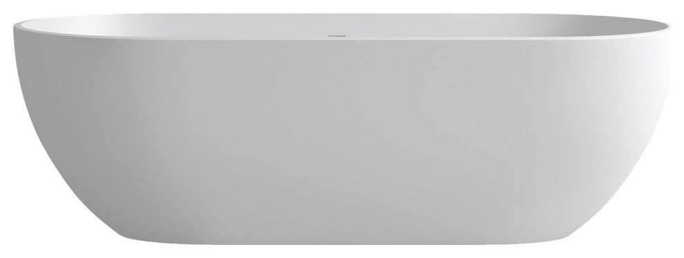 Solid Surface Freestanding Soaking Bathtub, Drain, 69"