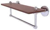 South Beach 16" Solid Wood Shelf with Towel Bar, Polished Chrome