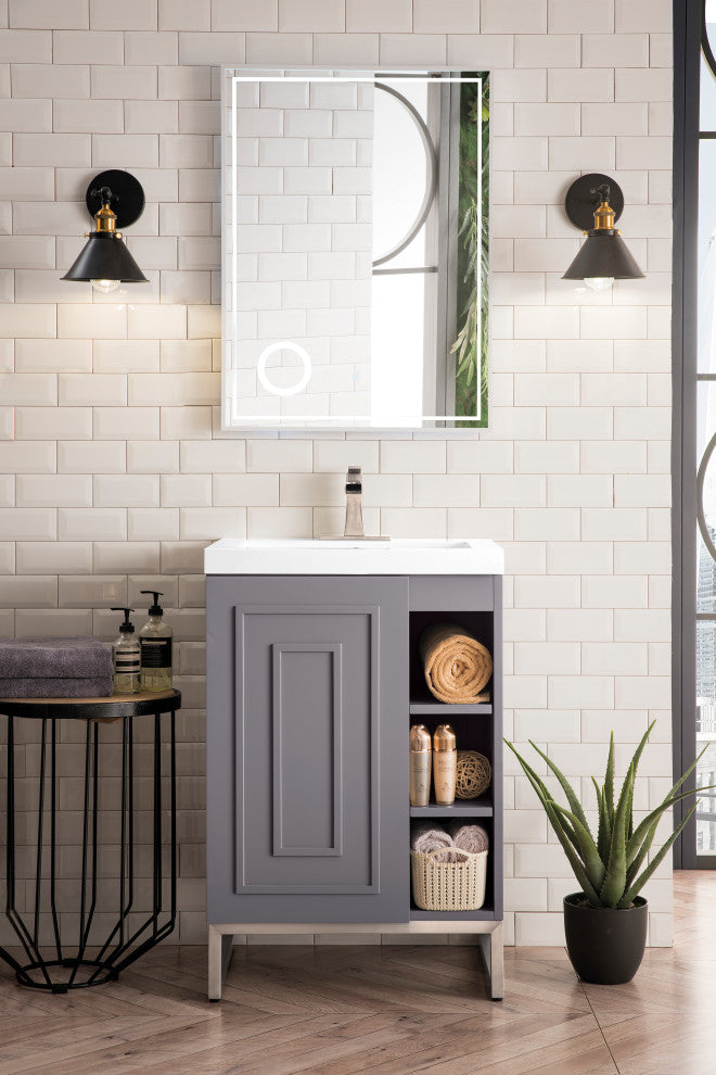 Alicante 24" Grey Smoke Vanity, Nickel