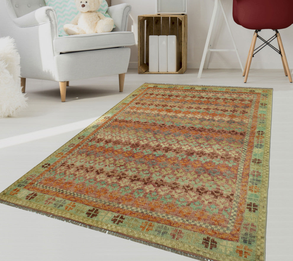 Balochi Greta Purple/Gray Rug, 4'9x6'6