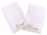 King and Queen Hand Towels, Set of 2, White