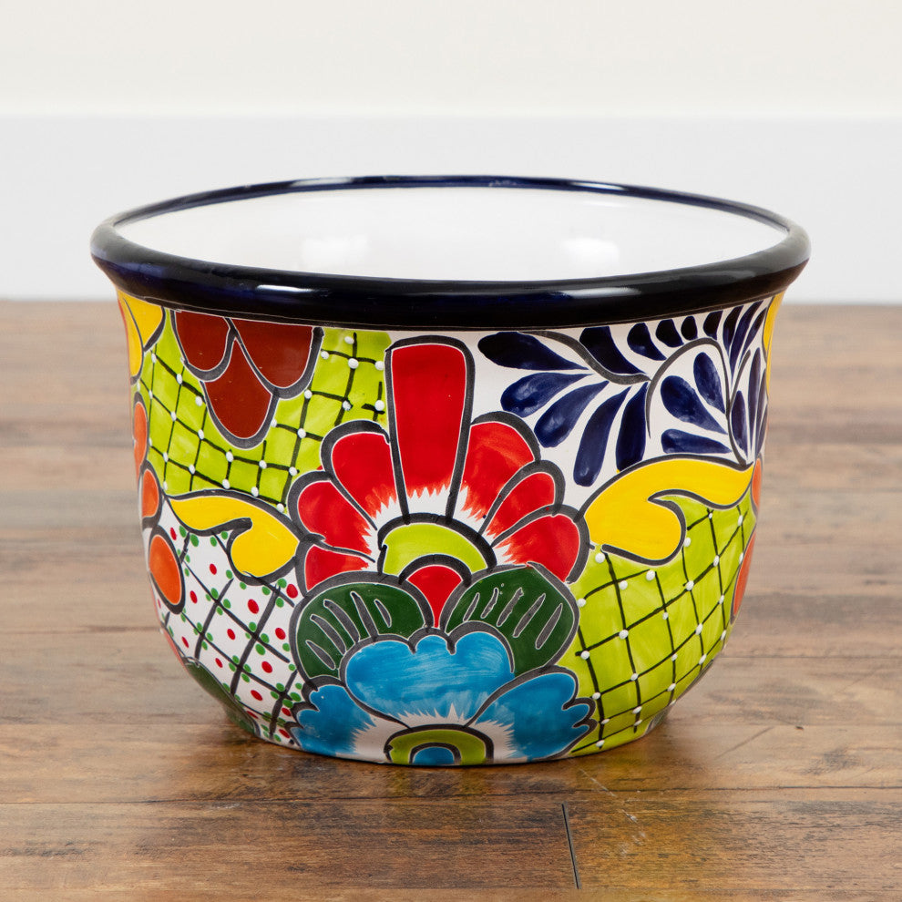 9in. x 12.5in. Handmade Mexican Talavera Ceramic Planter