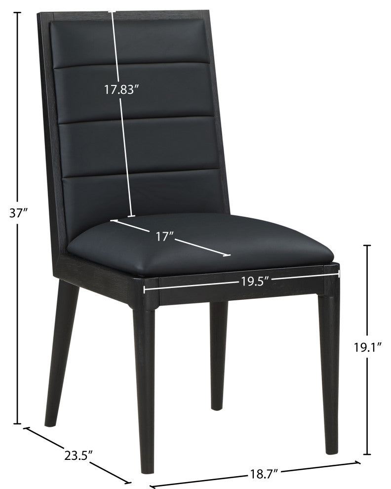 Bristol UpholsteredDining Chair, Set of 2, Black, Vegan Leather, Black Finish