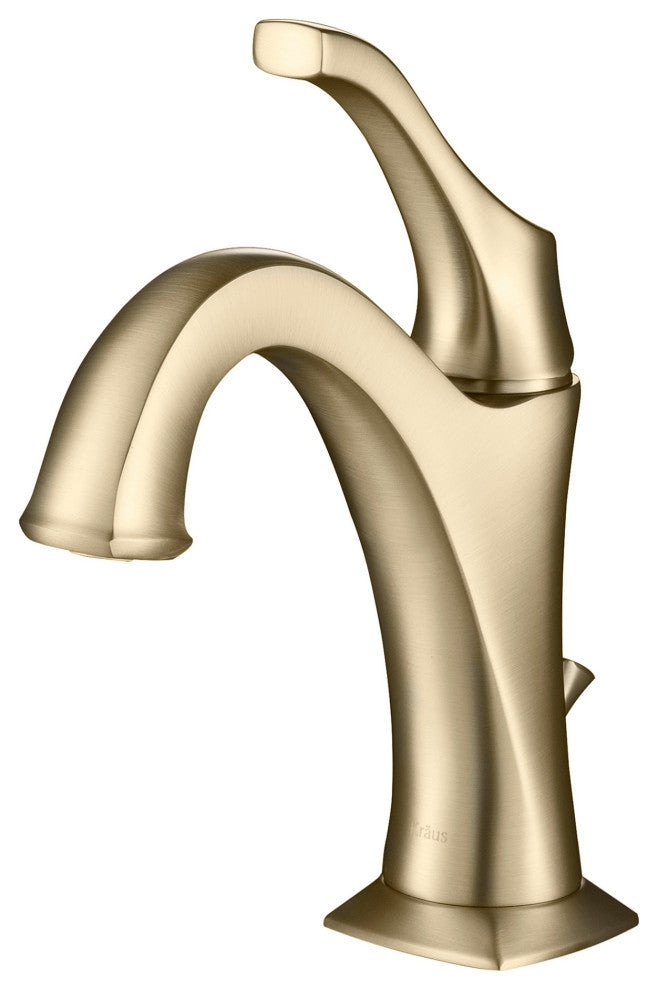 Arlo Single Handle 1-Hole Bathroom Basin Faucet, Lift Rod Drain, Brushed Gold