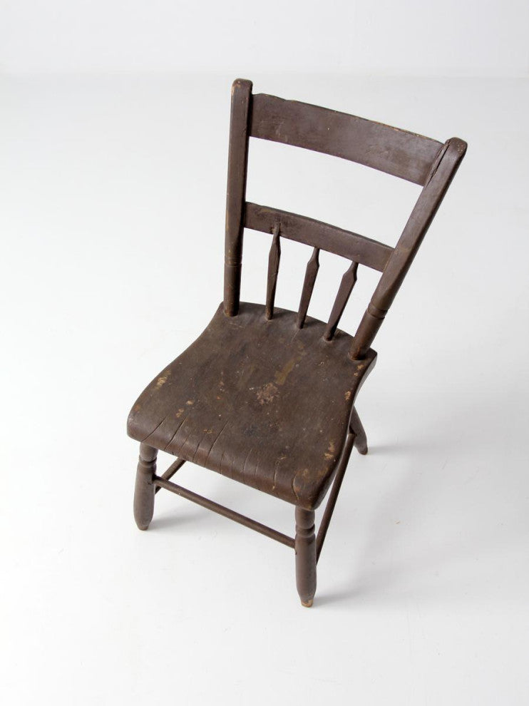 Consigned, Antique Plank Seat Farmhouse Chair
