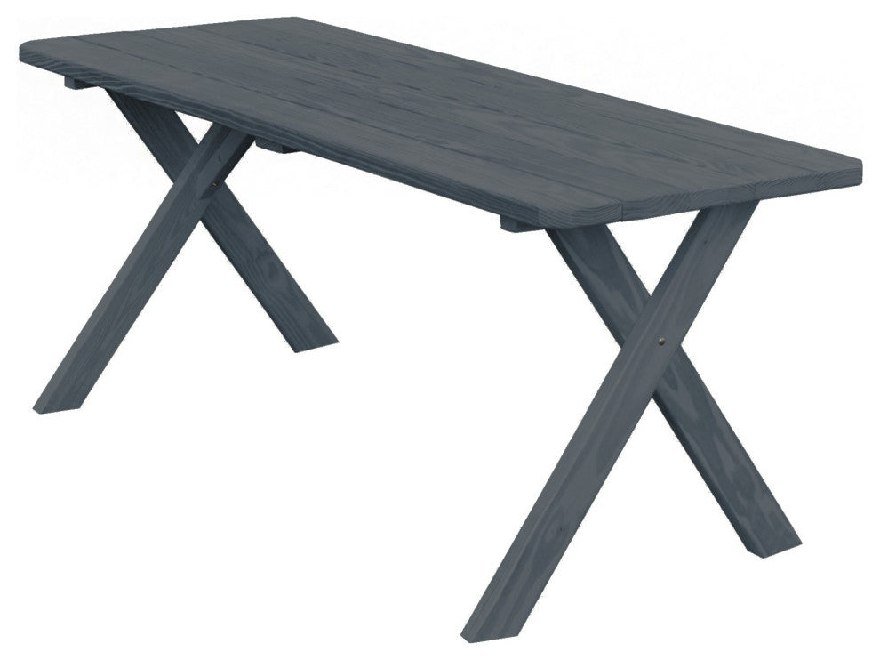 Pine 8' Cross-Leg Table, Charcoal Stain