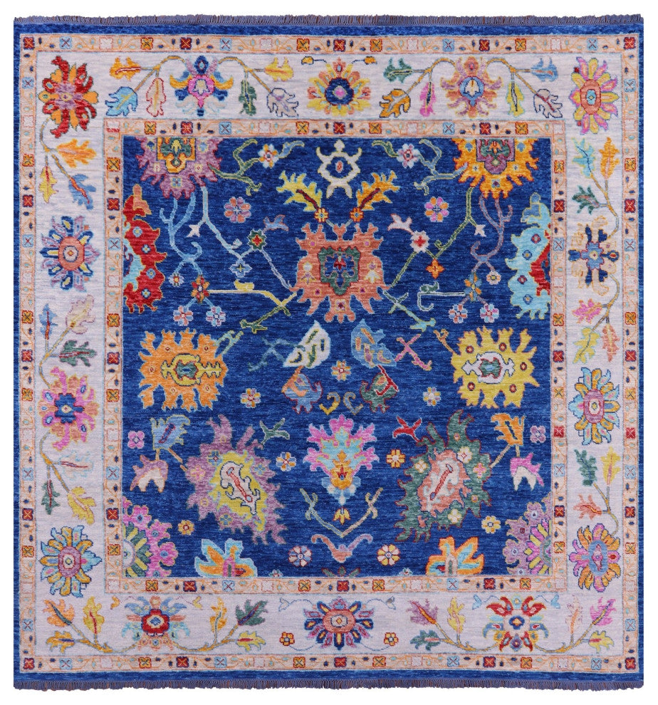 10' Square Turkish Angora Oushak Hand-Knotted Wool Rug - Q21273