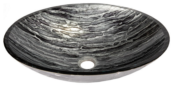 Eden Bath EB_GS64 Silver and Black Streaked Oval Glass Vessel Sink