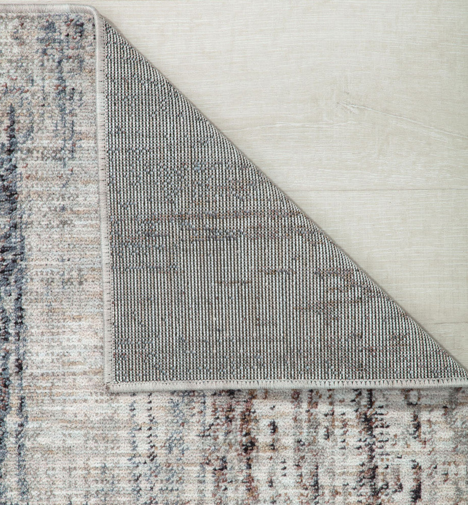Jade Misty Silver Abstract Contemporary Tan Recycled Area Rug, 2'6" X 4'