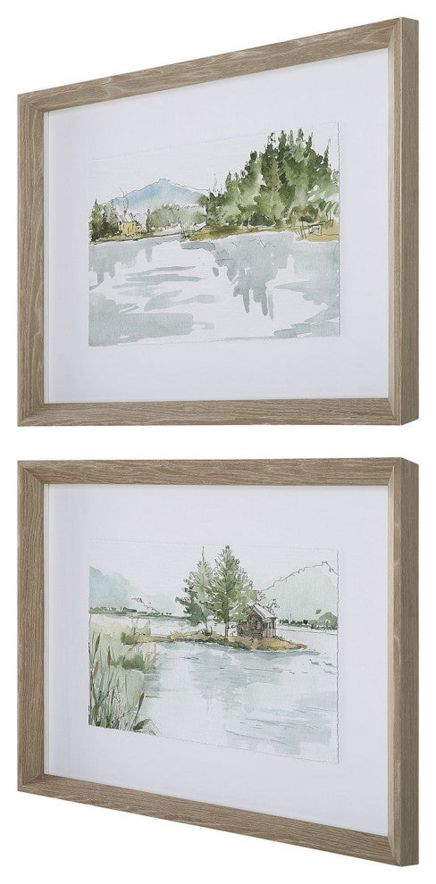 Uttermost - 32288 - Framed Prints, Set/2 - Serene - Gray Washed Pine