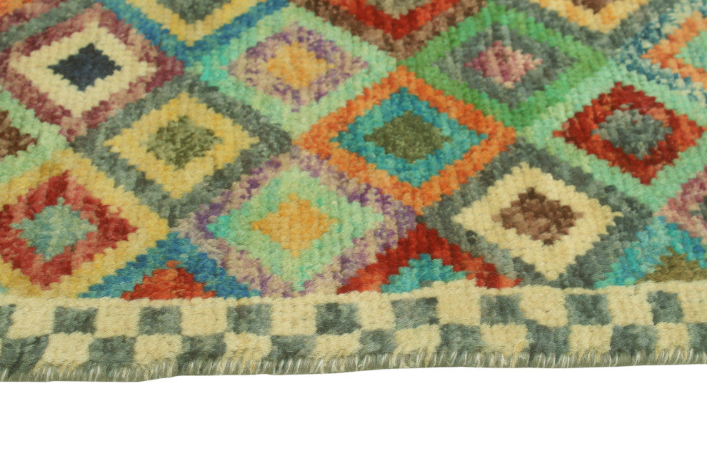 Balochi Nurai Ivory/Turquoise Rug, 4'11 x 6'6