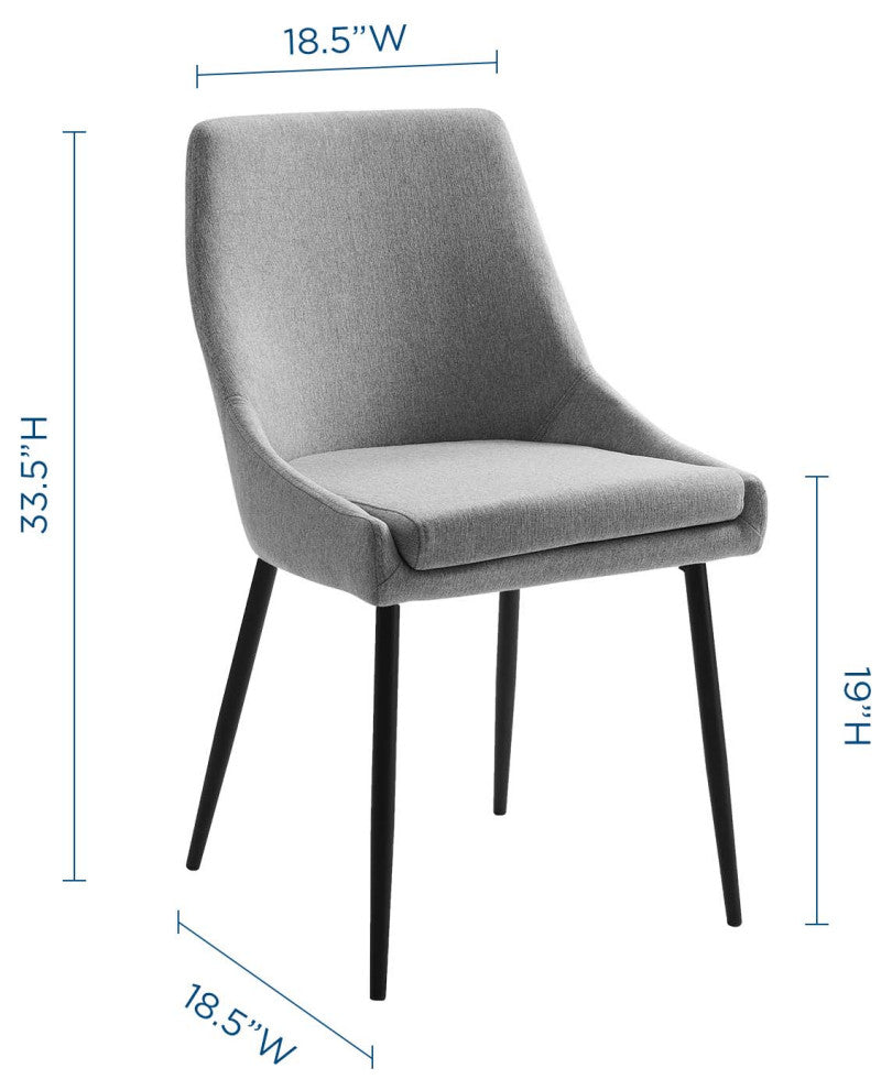 Side Dining Chair, Set of 2, Fabric, Metal, Black Gray, Modern, Cafe Bistro