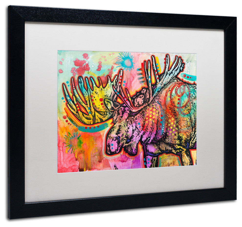 Dean Russo 'Moose' Art, Black Frame, White Mat, 20x16