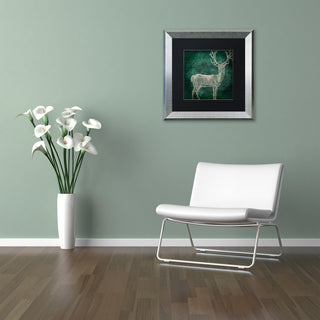 Color Bakery 'Emerald Deer' Art, Silver Frame, Black Matte, 16"x16"