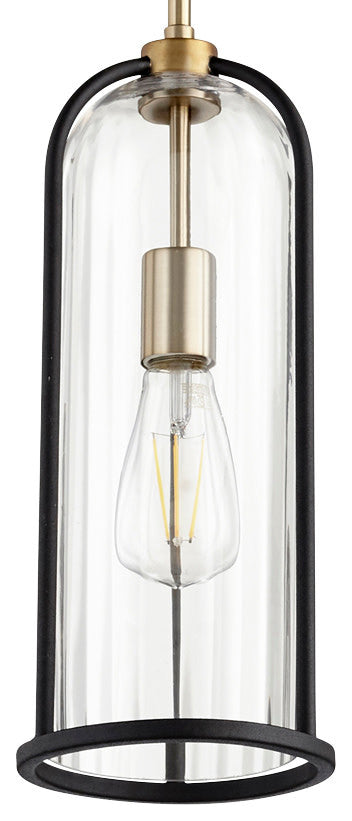 Quorum International 307 Espy 6"W Mini Pendant - Noir / Aged Brass