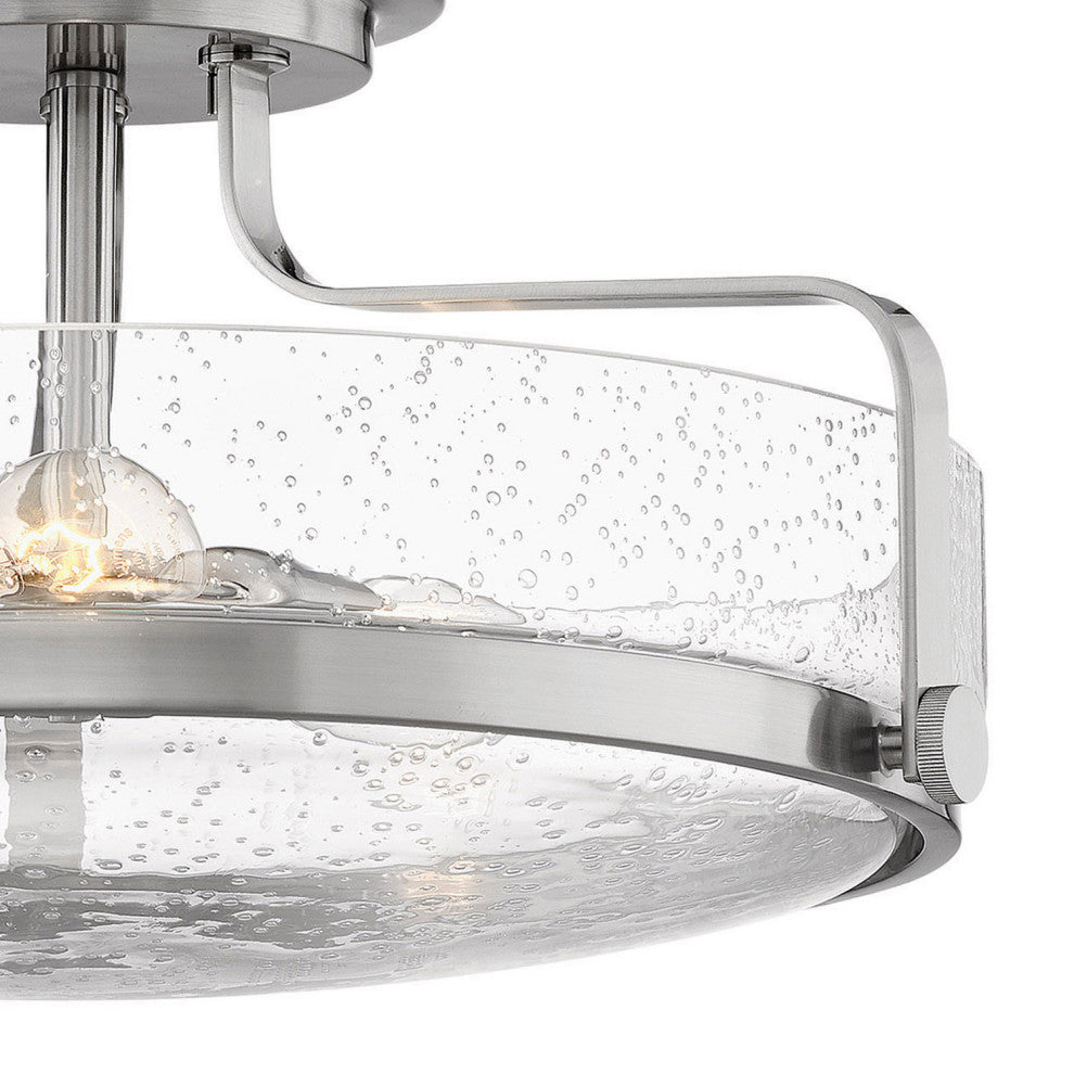 Hinkley Harper 18" Large Semi-Flush Ceiling Light, Brushed Nickel + Clear Seedy