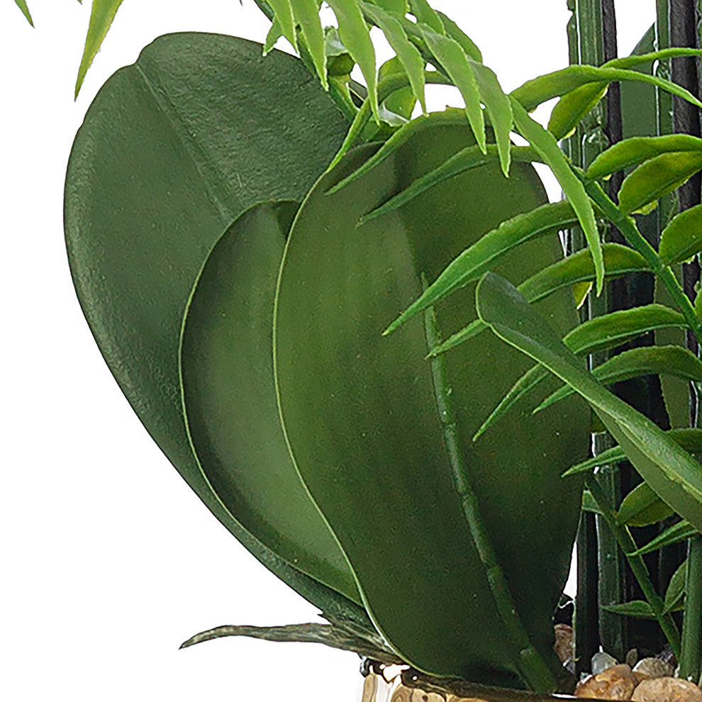 Faux Phalaenopsis Orchid Floral Arrangement, Ceramics Vase